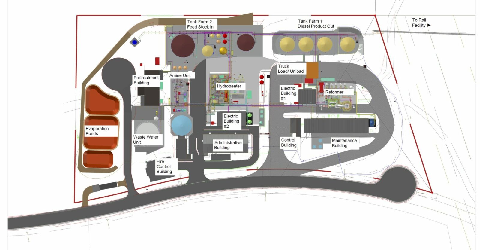 Plant Layout graphic showing biodiesel facility layout
